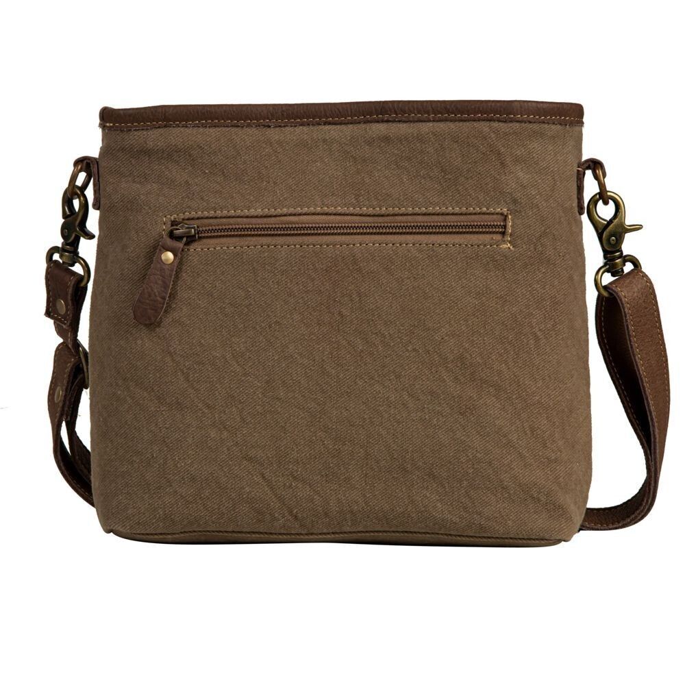 Myra Bag Handmade Patchwork Shoulder Bag Upcycled Canvas & Cowhide Leather - Picture 4 of 15